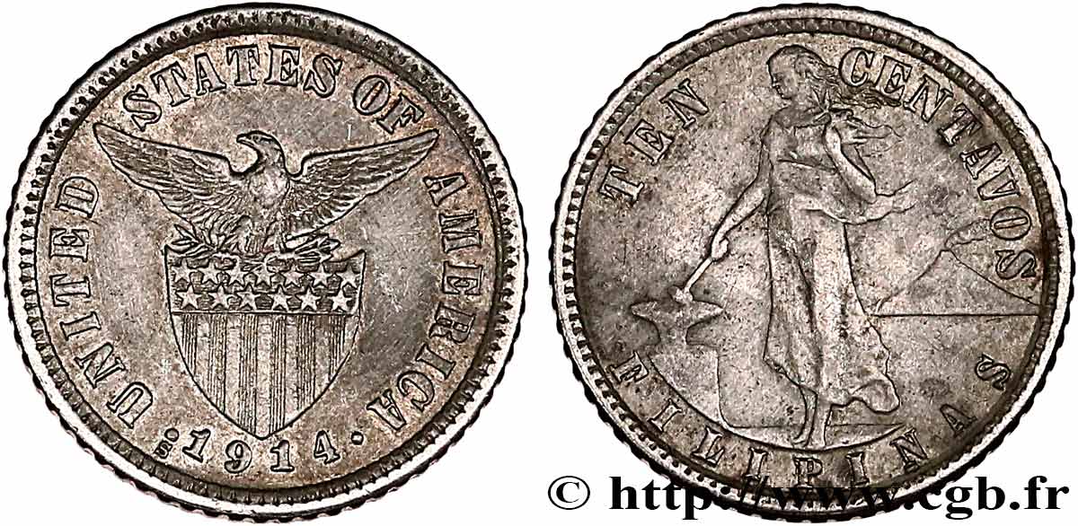 FILIPINAS 10 Centavos - Administration Américaine 1914 San Francisco MBC 