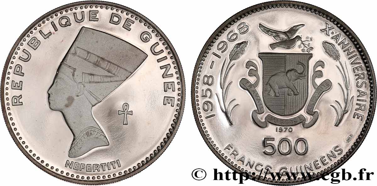 GUINEA 500 Francs 10e anniversaire de l’indépendance 1970  fST 
