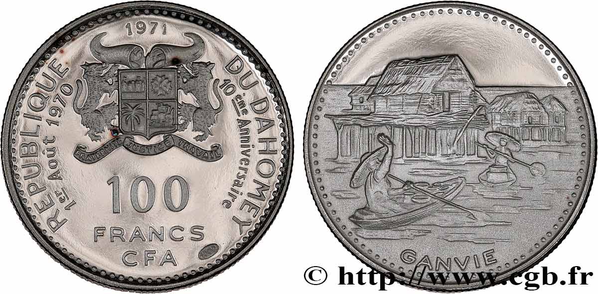 DAHOMEY 100 Francs CFA 10e anniversaire de l’indépendance 1971  SC 
