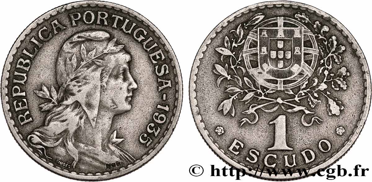 PORTUGAL 1 Escudo 1935  BC+ 