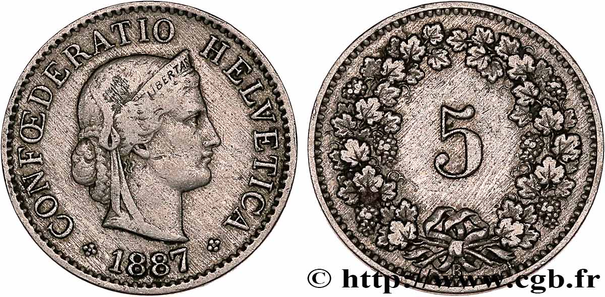SUISSE 5 Centimes (Rappen) 1887 Berne TB 