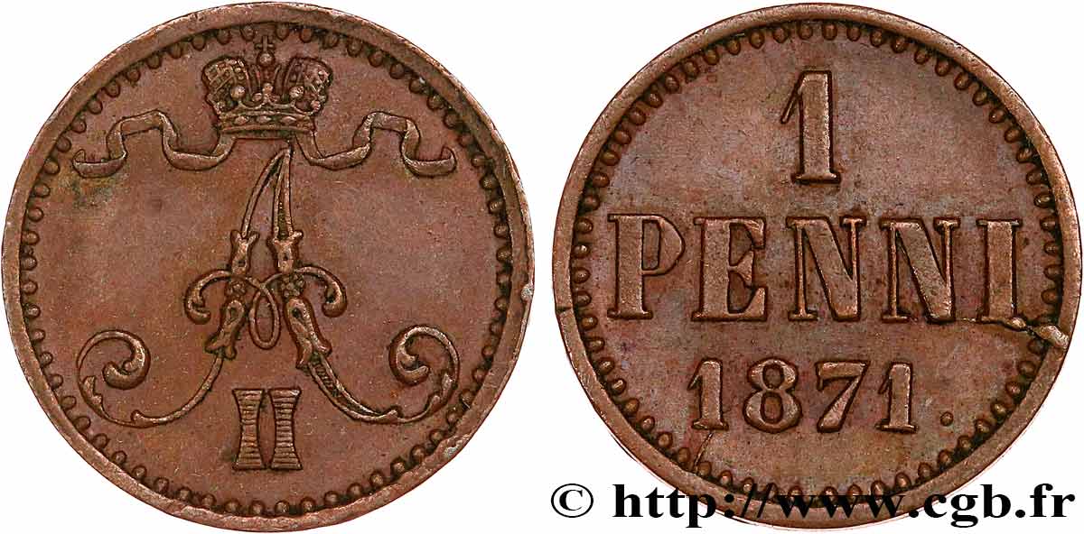 FINLANDE 1 Penni Alexandre II 1871  SUP 