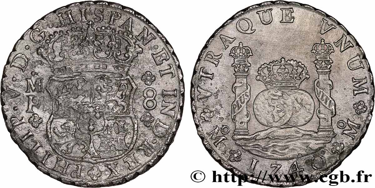 MEXIQUE - PHILIPPE V 8 Reales 1740 Mexico q.SPL 