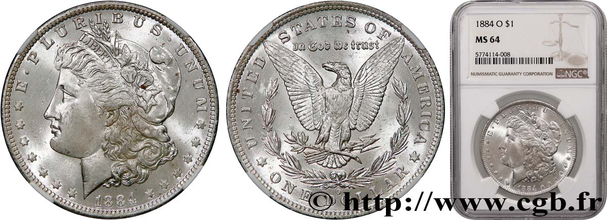 STATI UNITI D AMERICA 1 Dollar Morgan 1884 Nouvelle-Orléans MS64 NGC