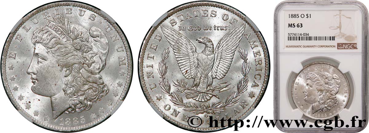 STATI UNITI D AMERICA 1 Dollar Morgan 1885 Nouvelle-Orléans MS63 NGC