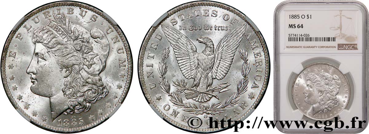 STATI UNITI D AMERICA 1 Dollar Morgan 1885 Nouvelle-Orléans MS64 NGC
