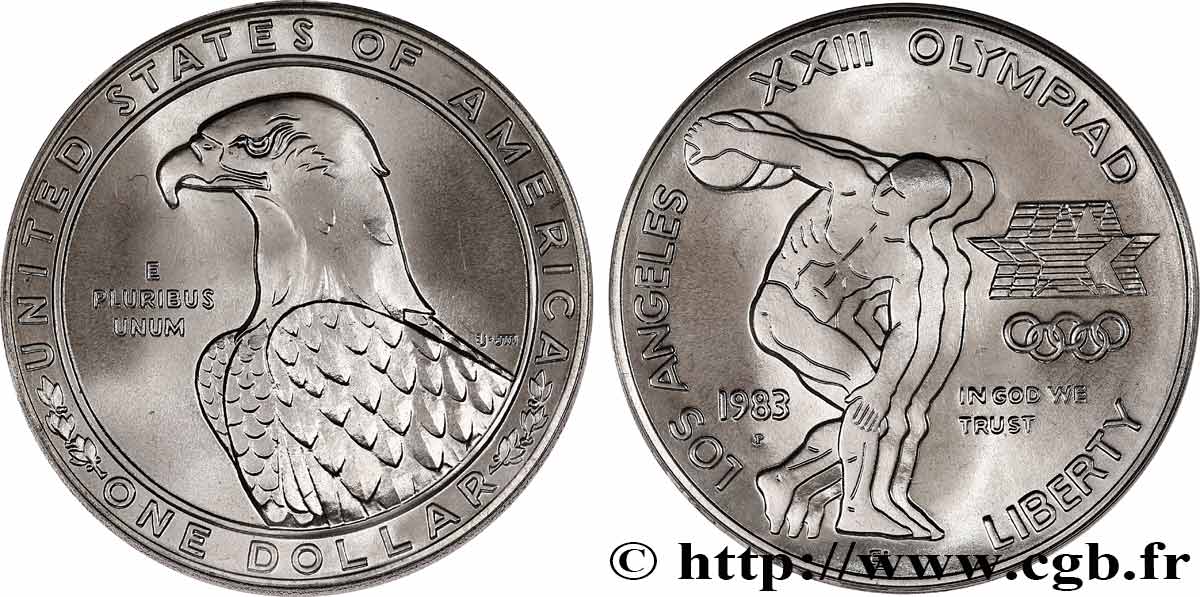 ÉTATS-UNIS D AMÉRIQUE 1 Dollar J.O. de Los Angeles 1983 Philadelphie FDC 