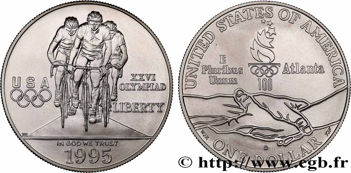 ÉTATS-UNIS D AMÉRIQUE 1 Dollar Jeux Olympiques d’Atlanta 1996, cyclisme 1995 Denver FDC 