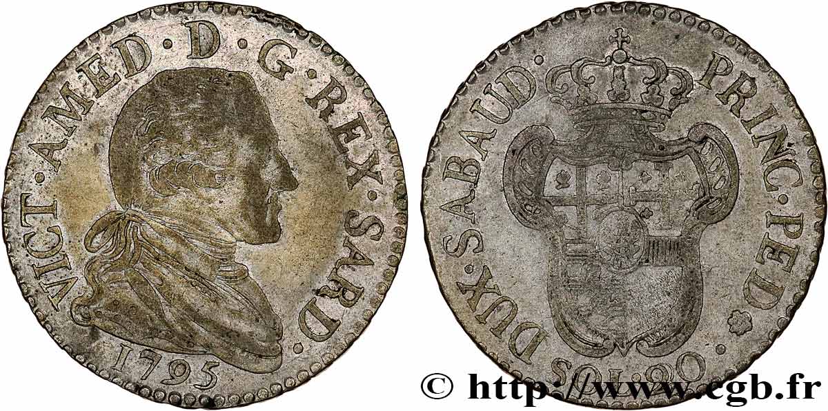 ITALY - KINGDOM OF SARDINIA 20 Soldi Victor Amédée III 1795 Turin XF 