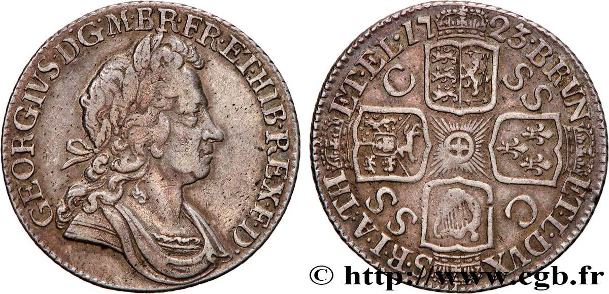 REGNO UNITO Shilling Georges Ier 1723 Londres BB 