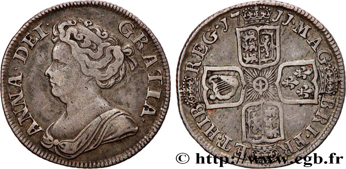GREAT-BRITAIN - ANNE 1 Shilling 1711 Londres VF 