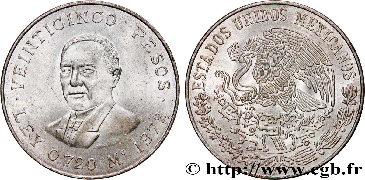 MEXIQUE 25 Pesos Benito Juarez 1972 Mexico SUP 