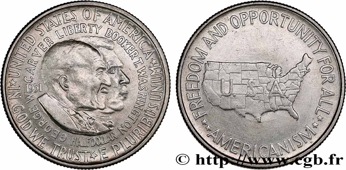VEREINIGTE STAATEN VON AMERIKA 1/2 Dollar George Carver et Brooker T. Washington 1954 Philadelphie fVZ 