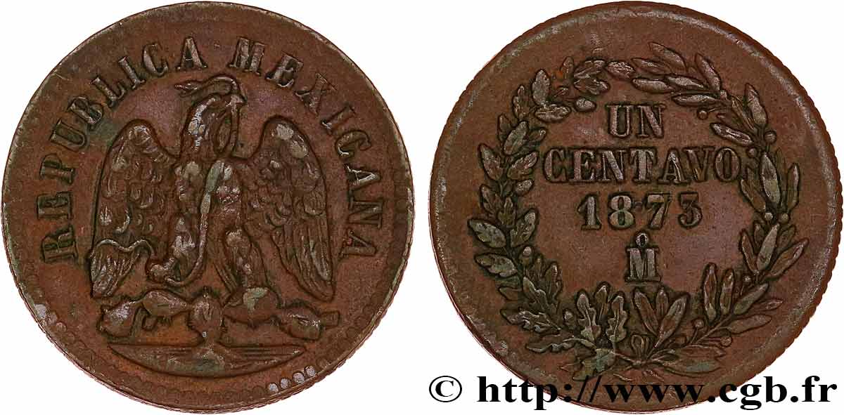 MEXICO 1 Centavo 1873 Mexico XF 