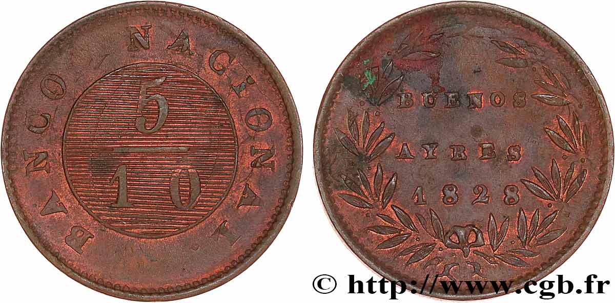 ARGENTINA 5/10 Real Province de Buenos Aires 1828  XF 