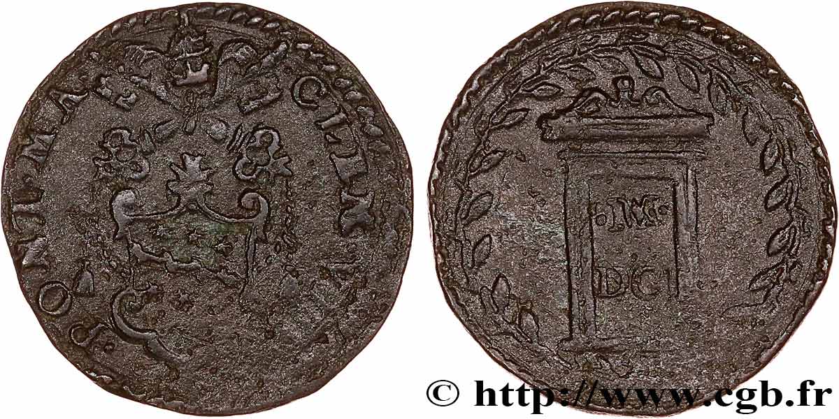 ITALIA - ESTADOS PONTIFICOS - CLEMENTE VIII (Ippolito Aldobrandini) Quattrino du Jubilé (1600) Rome BC+ 