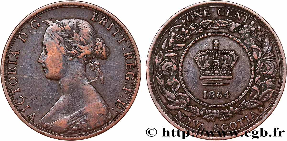 CANADA - NOUVELLE ÉCOSSE 1 Cent Victoria 1864  TB+ 