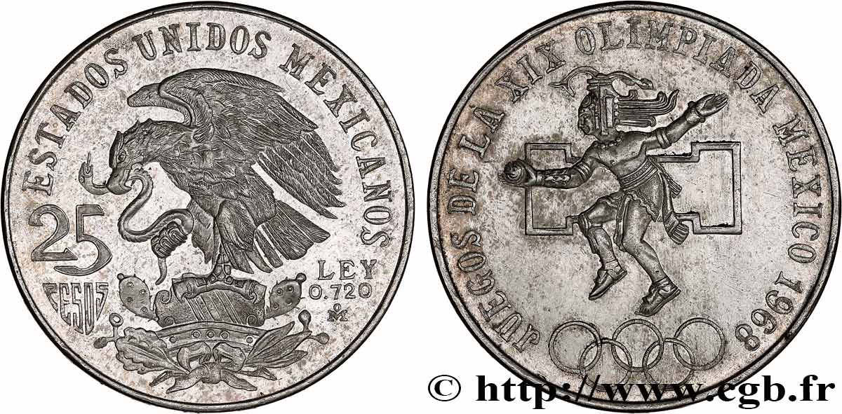 MESSICO 25 Pesos Jeux Olympiques de Mexico 1968 Mexico SPL 