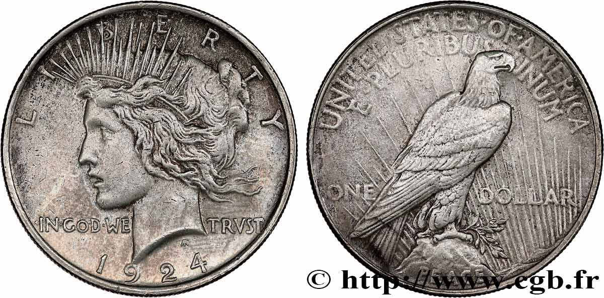 ÉTATS-UNIS D AMÉRIQUE 1 Dollar type Peace 1924 Philadelphie TTB 