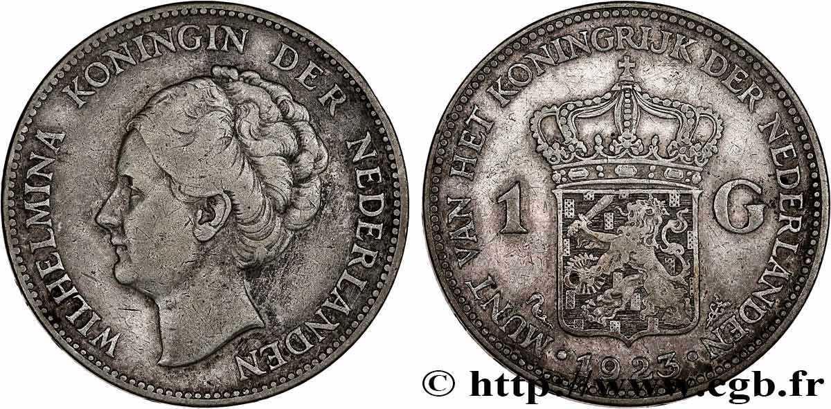 PAYS-BAS 1 Gulden Wilhelmina 1923 Utrecht TB+ 