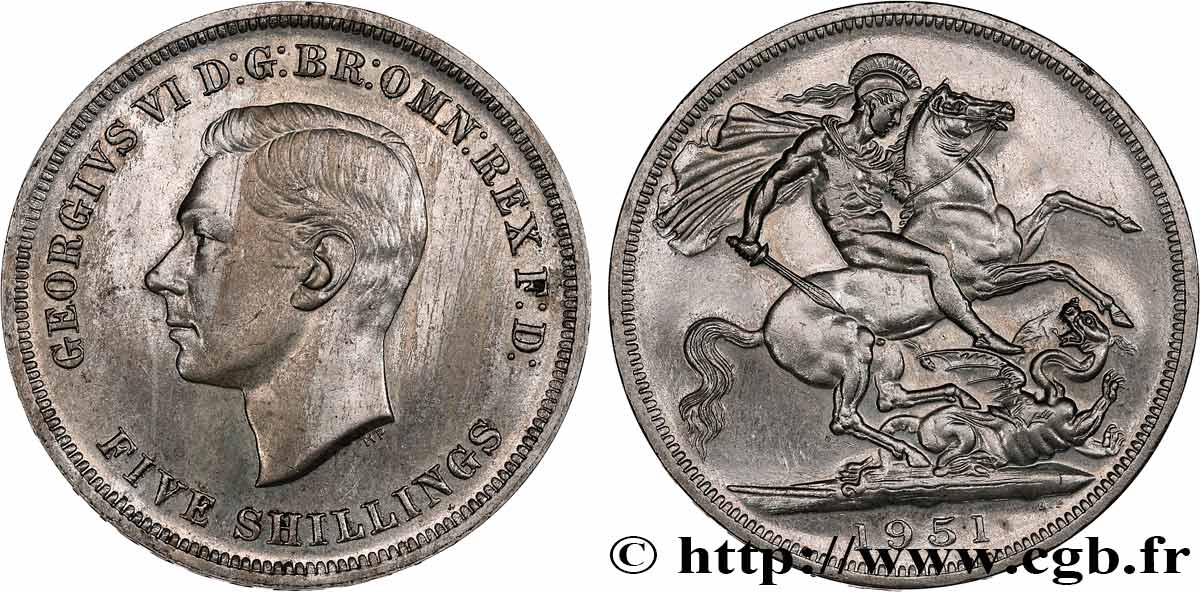 ROYAUME-UNI 1 Crown (5 Shillings) Georges VI 1951  TTB+ 
