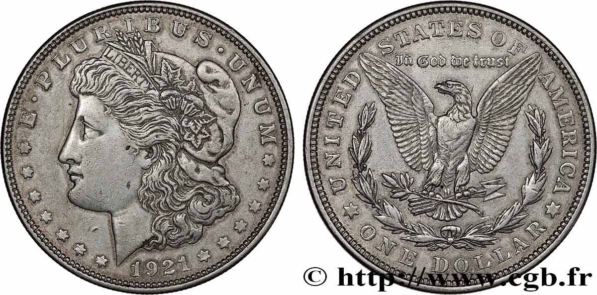 ÉTATS-UNIS D AMÉRIQUE 1 Dollar Morgan 1921 Philadelphie TTB 