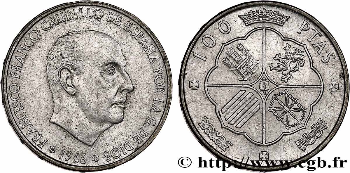ESPAÑA 100 Pesetas Francisco Franco (1970 dans les étoiles) 1966  MBC+ 