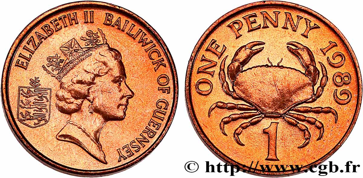 GUERNESEY 1 Penny Elisabeth II 1989  SPL 