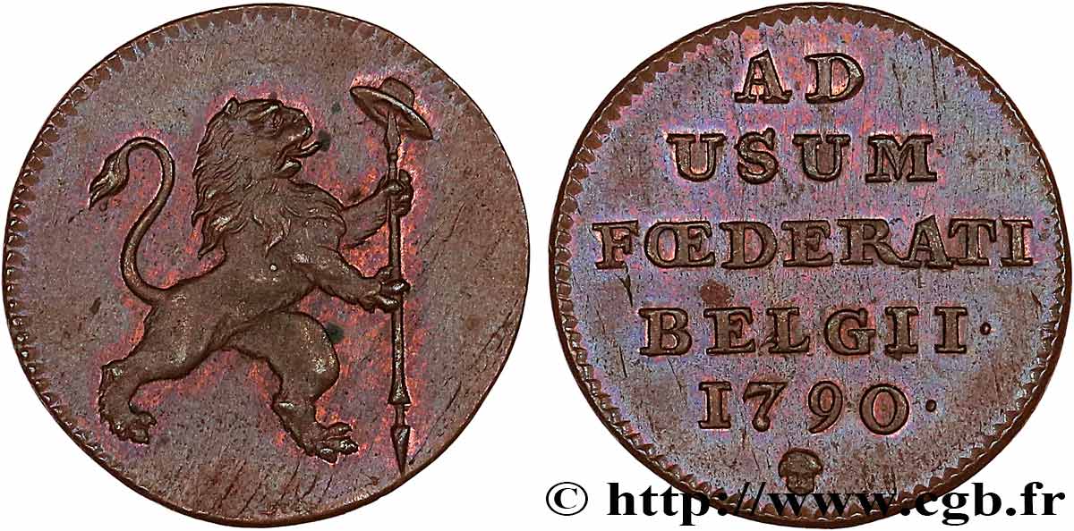 BELGIUM - UNITED STATES OF BELGIUM 1 Liard 1790 Bruxelles MS 