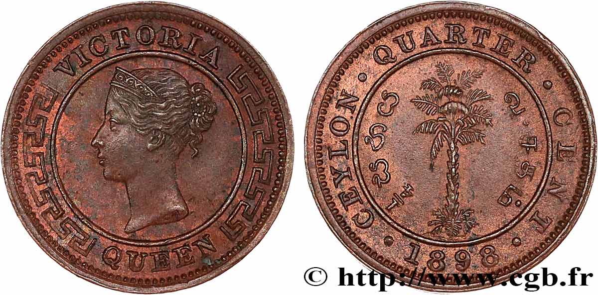 CEYLAN 1/4 Cent Victoria 1898  SUP 