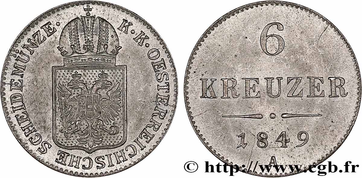 AUSTRIA 6 Kreuzer 1849 Vienne AU 