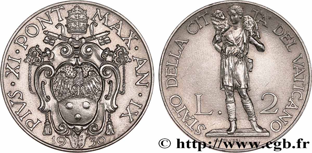 VATICAN ET ÉTATS PONTIFICAUX 2 Lire Pie XI an IX 1930 Rome SUP 