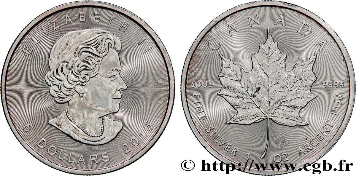 CANADá 5 Dollars (1 once) - Mapple Leaf (Feuille d’érable) 2015 MRC Winnipeg SC 