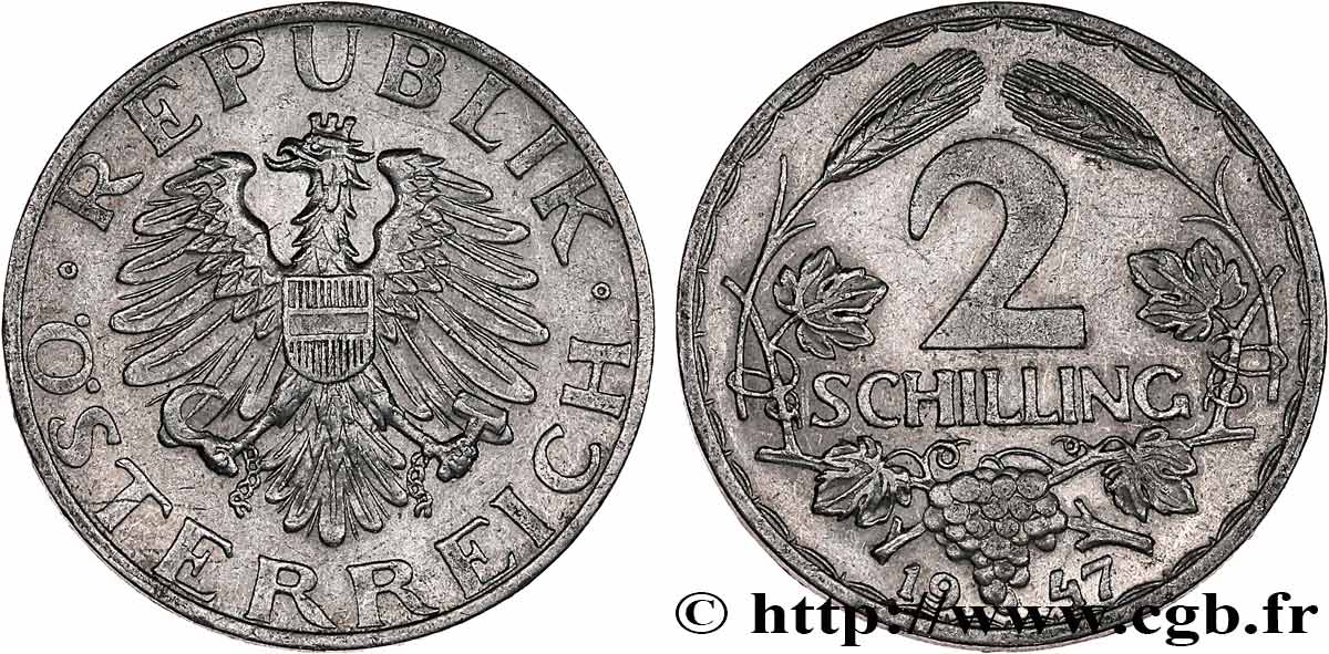 その他 SCHILLING 1938, 39, 40.1 GENERAL AUGUS AUSTRIA 2 Schilling aigle 1947 fwo_761720 World coins