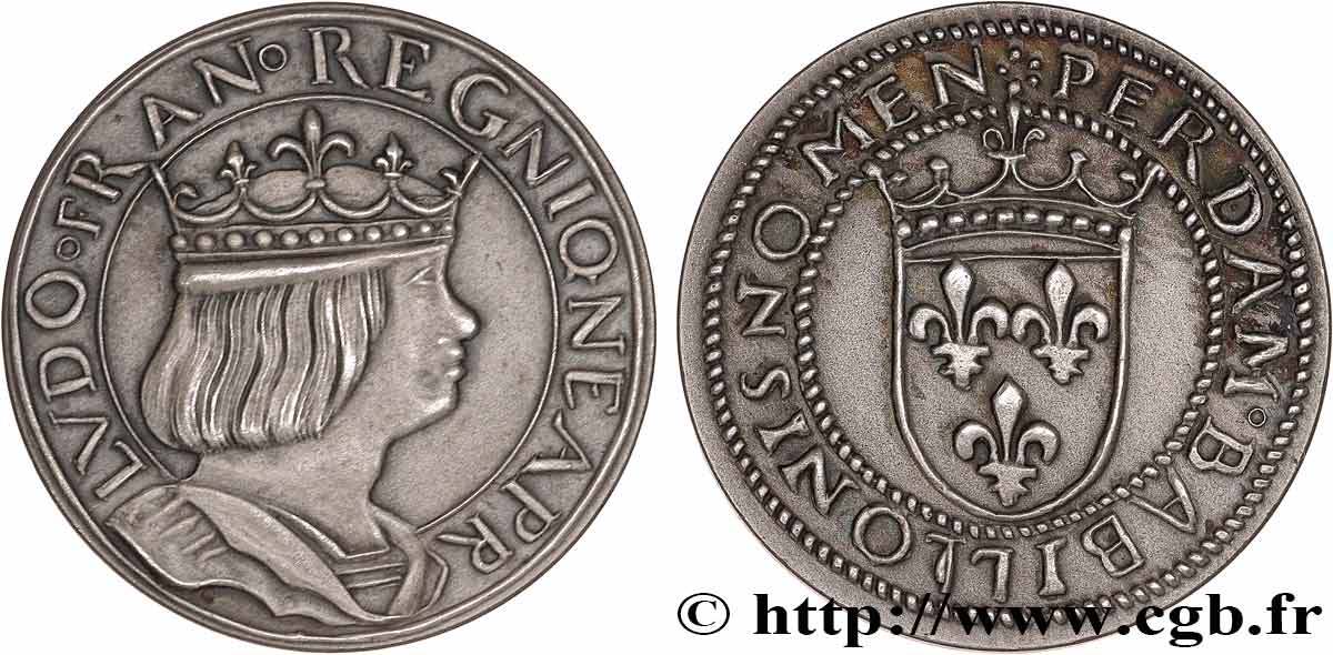ITALIA - NÁPOLES - LUIS XII Essai de métal (argent) et de module au type du ducat d’or de Naples de Louis XII n.d. Paris EBC 