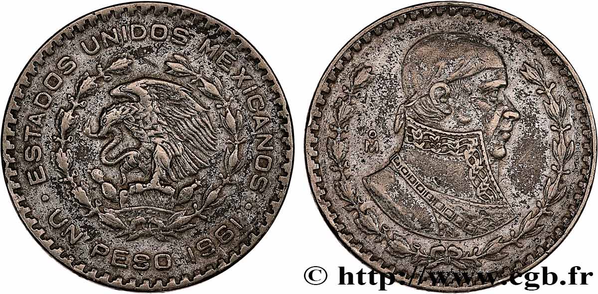 MEXIQUE 1 Peso Jose Morelos y Pavon / aigle 1961 Mexico TB+ 