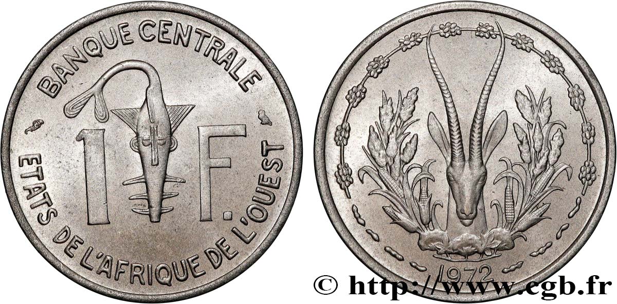 WESTAFRIKANISCHE LÄNDER 1 Franc BCEAO 1972 Paris fST 