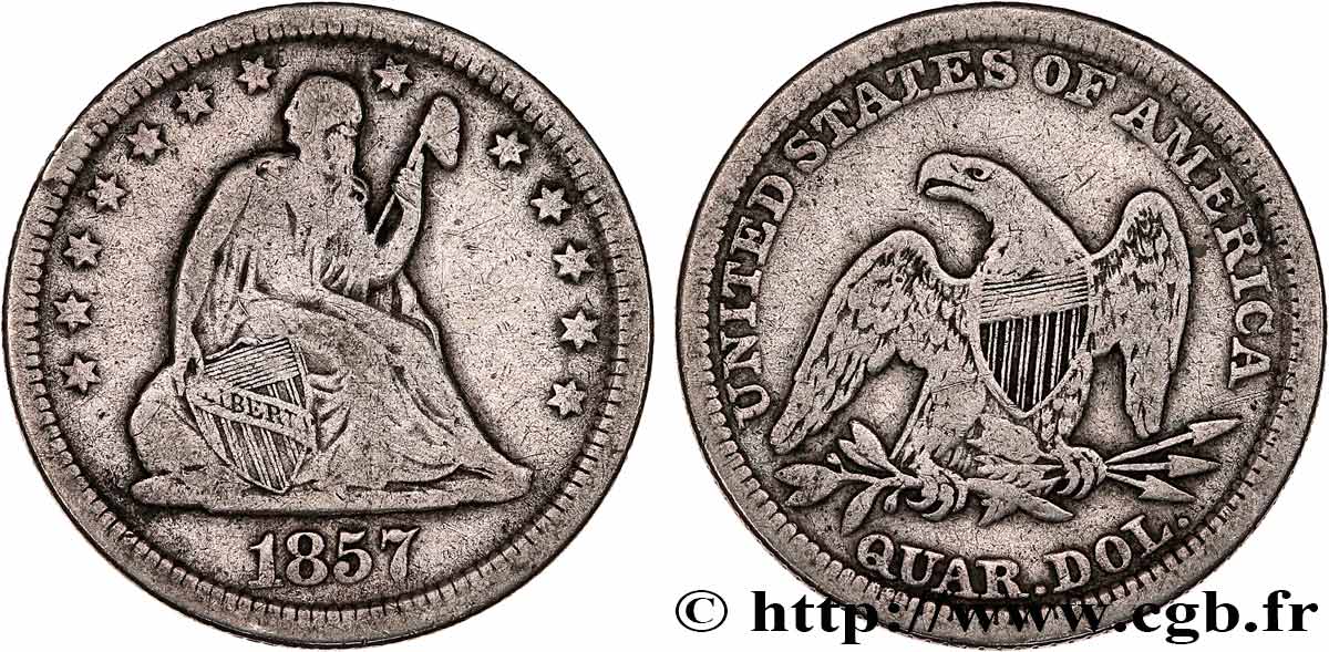 ESTADOS UNIDOS DE AMÉRICA 1/4 Dollar “Seated Liberty” 1857 Philadelphie BC 