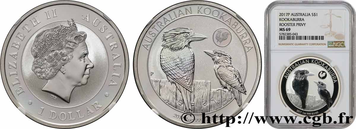 AUSTRALIE 1 Dollar kookaburra Proof  2017 Perth FDC69 NGC