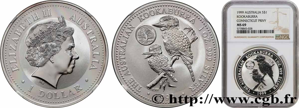 AUSTRALIE 1 Dollar Proof Kookaburra 1999  FDC69 NGC