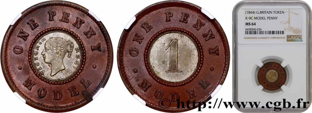 GROßBRITANNIEN - VICTORIA 1 Penny Model n.d. Londres fST64 NGC