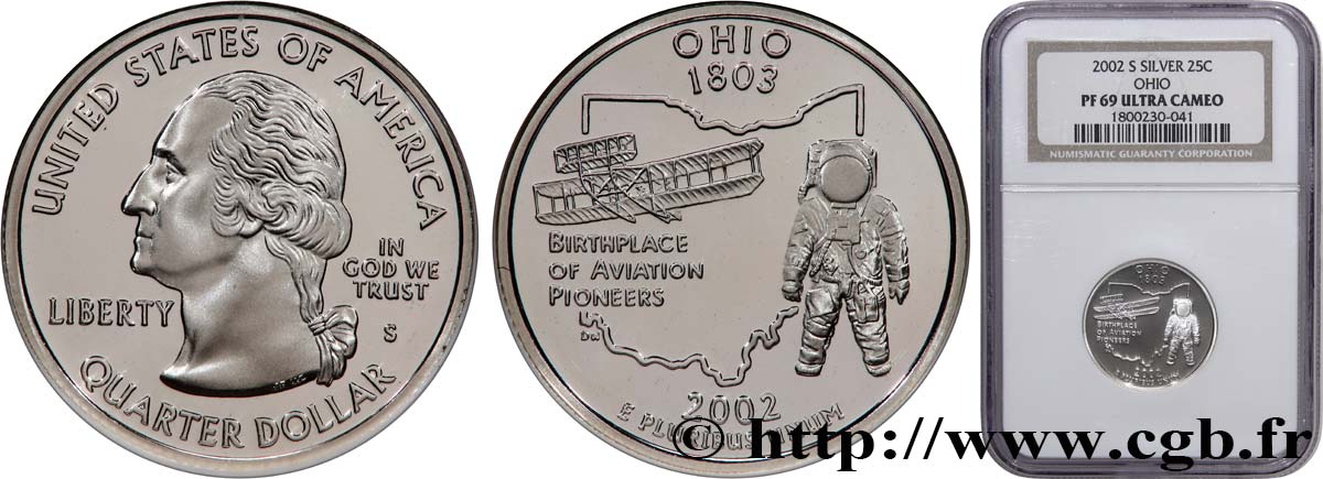 STATI UNITI D AMERICA 1/4 Dollar Ohio - Silver Proof 2002 San Francisco FDC69 NGC