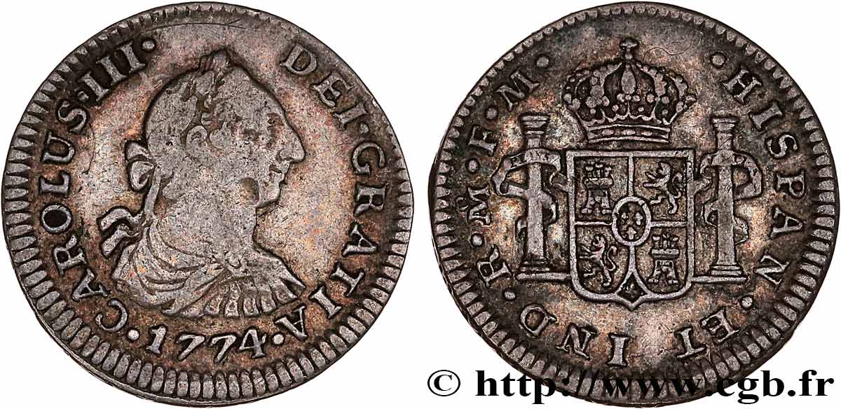 MEXIKO 1/2 Real Charles III 1774 Mexico fSS/SS 