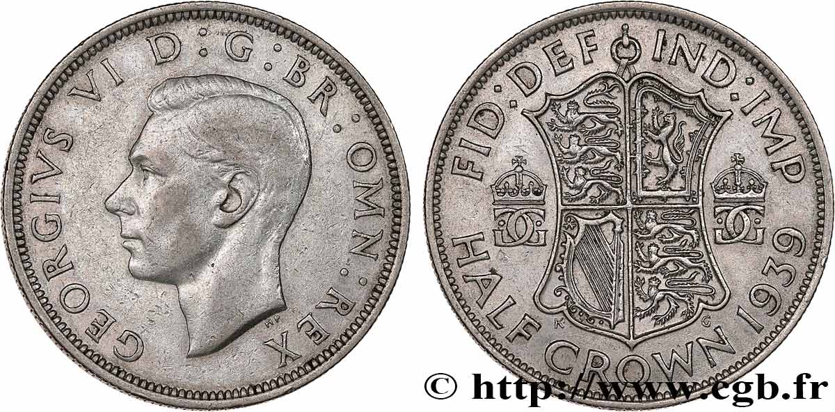 UNITED KINGDOM 1/2 Crown Georges VI 1939  XF 
