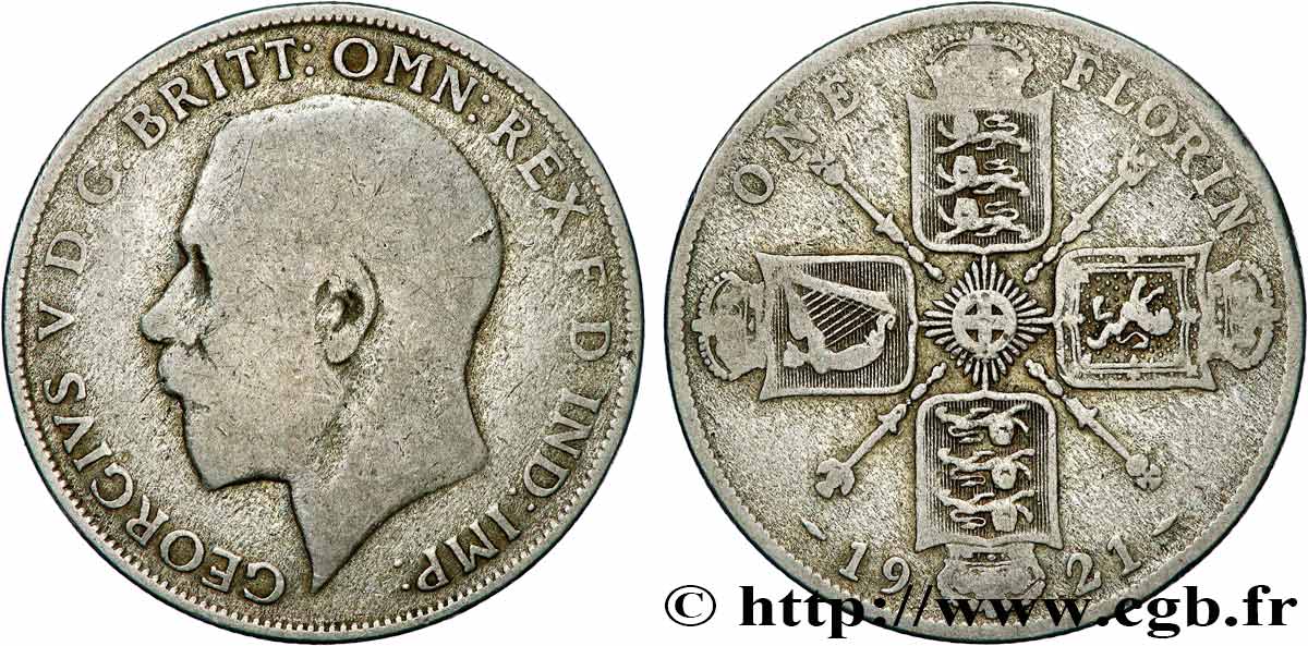 ROYAUME-UNI 1 Florin Georges V 1921  TB 