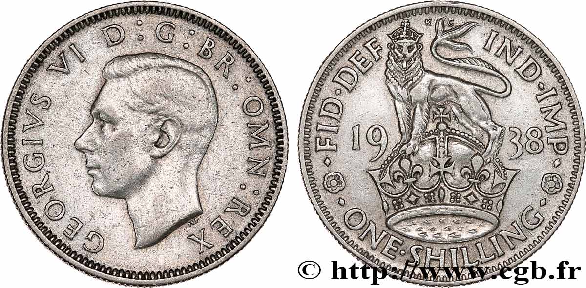 VEREINIGTEN KÖNIGREICH 1 Shilling Georges VI “England reverse” 1938  fVZ 