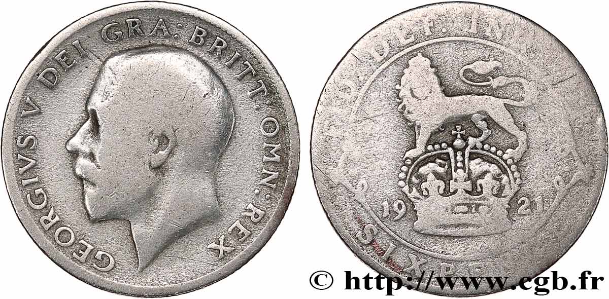 VEREINIGTEN KÖNIGREICH 6 Pence Georges V 1921  fS 