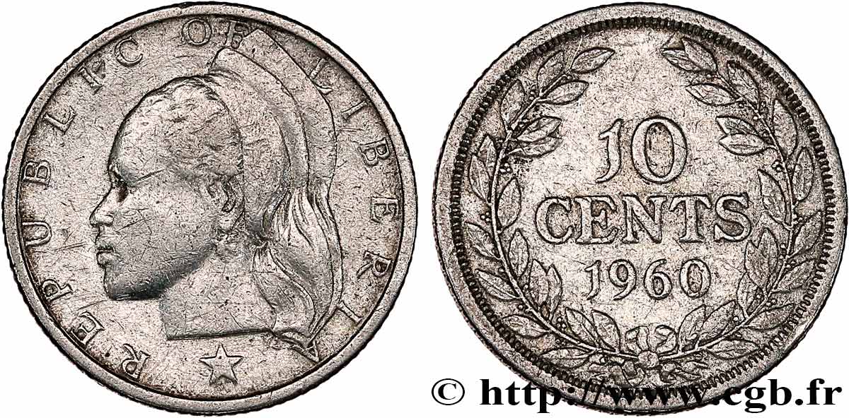 LIBERIA 10 Cents 1960 Philadelphie VF 