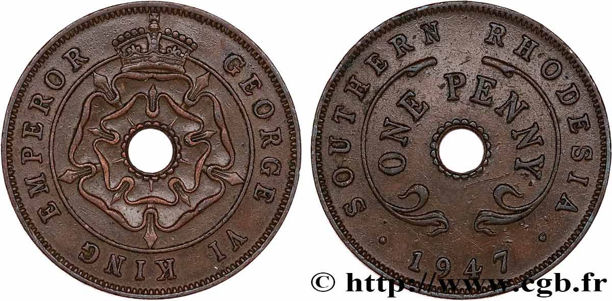 RODESIA DEL SUR 1 Penny Georges VI 1947 Londres EBC 