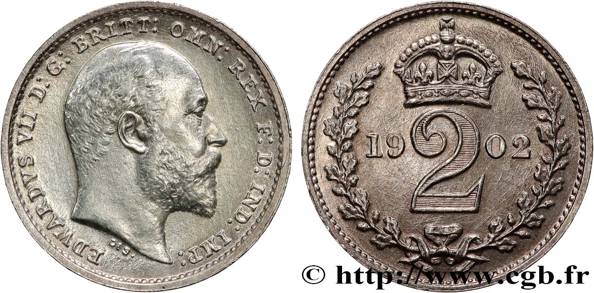 REGNO UNITO 2 Pence Edouard VII (maundy coinage) 1902  SPL 